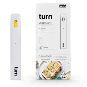 Turn Disposable Vape. Turn carts are powered by a built-in battery, which heats up the cannabis oil in the pre-filled liquid tank, converting it into vapor